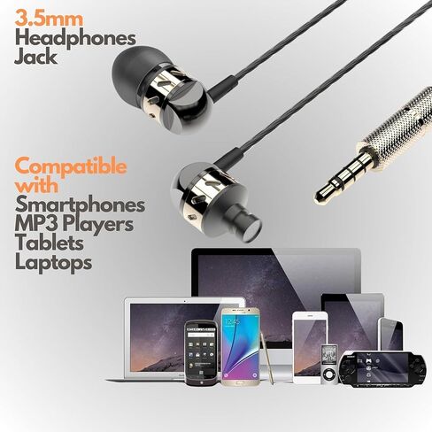 Betron AX5 Wired Earphones with Microphone, Deep Bass in-Ear Headphones, Tangle-Free Cable, Noise Isolating, 3.5mm Jack - Black in Kuwait