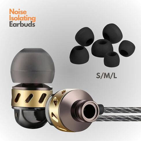 Betron AX5 Wired Earphones with Microphone, Deep Bass in-Ear Headphones, Tangle-Free Cable, Noise Isolating, 3.5mm Jack - Black in Kuwait