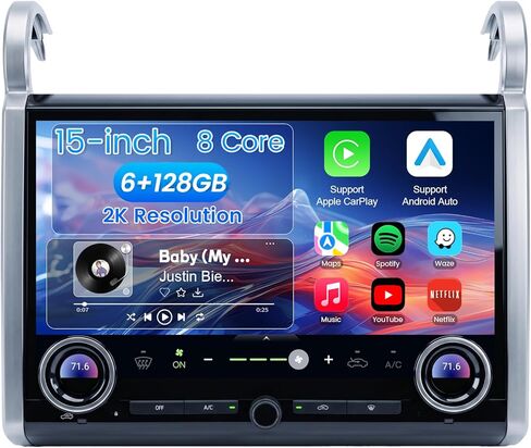 15-inch 8 Core 6+128GB Car Radio Stereo for 2007-2021 Toyota FJ Cruiser, Plug and Play Android 13 Head Unit with Wireless CarPlay/Android Auto/2K Touch Screen/4G LTE/5Ghz WiFi in Kuwait
