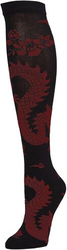 Natori Womens Dragon Fashion Knee High Black/Rhubarb One Size in Saudi Arabia