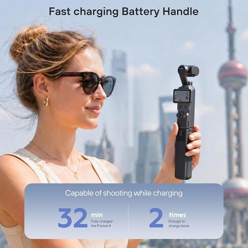 مقبض بطارية لملحقات DJI Osmo Pocket 4، مقابض بطارية شحن سريع لجهاز Xtra Muse، منفذ USB-C مدمج وخيط 1/4 محجوز in Kuwait
