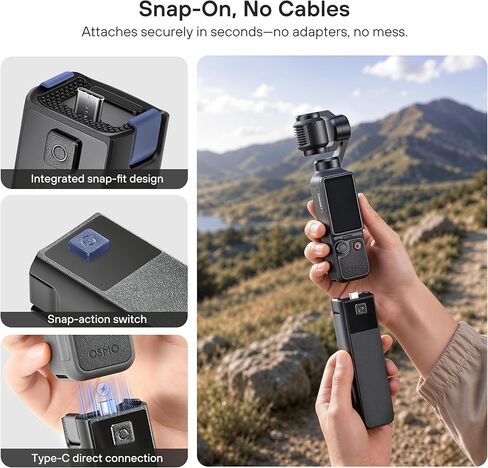 مقبض بطارية لملحقات DJI Osmo Pocket 4، مقابض بطارية شحن سريع لجهاز Xtra Muse، منفذ USB-C مدمج وخيط 1/4 محجوز in Kuwait