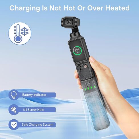 مقبض بطارية لملحقات DJI Osmo Pocket 4، مقابض بطارية شحن سريع لجهاز Xtra Muse، منفذ USB-C مدمج وخيط 1/4 محجوز in Kuwait
