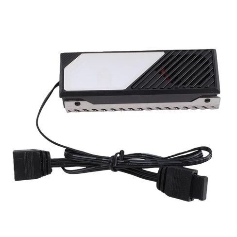 M.2 SSD Heatsink, Aluminum Alloy Cooler, High Speed Fan Cooler with Built in Fans & RGB Lighting, Thermal Silicone Pads for 2280 NVMe SSD, Compatible with Aura Sync (Black) in Kuwait