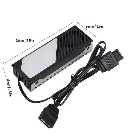 M.2 SSD Heatsink, Aluminum Alloy Cooler, High Speed Fan Cooler with Built in Fans & RGB Lighting, Thermal Silicone Pads for 2280 NVMe SSD, Compatible with Aura Sync (Black) in Kuwait