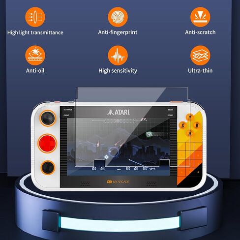 واقي شاشة مكون من قطعتين لجهاز My Arcade Atari Go، واقي شاشة من الزجاج المقسى، طبقة حماية شفافة عالية الدقة 9 صلابة مضادة للخدش وخالية من الفقاعات in Kuwait