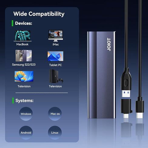 حاوية JOIOT SSD USB C 10 جيجابت في الثانية M.2 NVMe SSD إلى محول USB USB 3.2 Gen 2 غلاف خارجي من سبائك الألومنيوم SSD لمفتاح M & M+B NVMe SSDSs 2230/2242/2260/2280 in Kuwait
