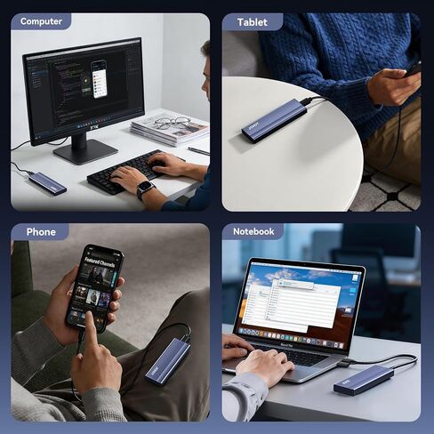 حاوية JOIOT SSD USB C 10 جيجابت في الثانية M.2 NVMe SSD إلى محول USB USB 3.2 Gen 2 غلاف خارجي من سبائك الألومنيوم SSD لمفتاح M & M+B NVMe SSDSs 2230/2242/2260/2280 in Kuwait
