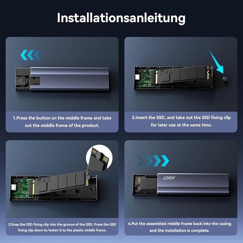 حاوية JOIOT SSD USB C 10 جيجابت في الثانية M.2 NVMe SSD إلى محول USB USB 3.2 Gen 2 غلاف خارجي من سبائك الألومنيوم SSD لمفتاح M & M+B NVMe SSDSs 2230/2242/2260/2280 in Kuwait