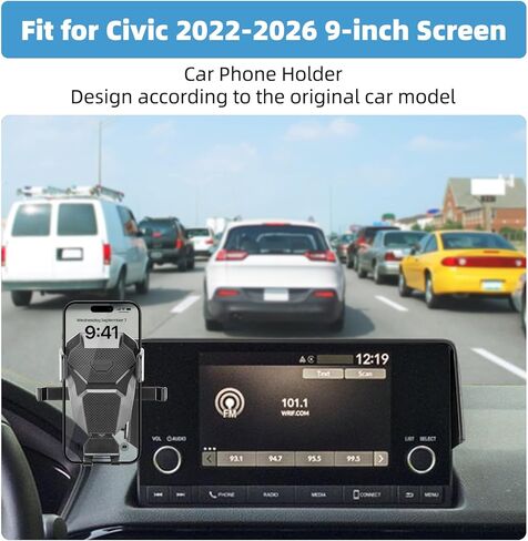 Car Phone Holder for Honda Civic 2022 2023 2024 2025 2026 9-inch Screen Fixed Clip Adjustable Stable Phone Mount for Civic 11th Gen Cell Phone Stand Accessories in Kuwait