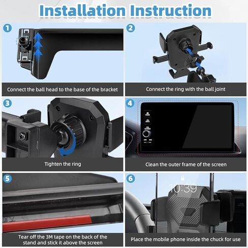 Car Phone Holder for Honda Civic 2022 2023 2024 2025 2026 9-inch Screen Fixed Clip Adjustable Stable Phone Mount for Civic 11th Gen Cell Phone Stand Accessories in Kuwait