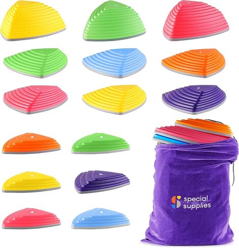 Special Supplies Stepping Stones for Kids Indoor and Outdoor Balance Blocks Promote Coordination, Balance, Strength Child Safe Rubber, Non-Slip Edging (Multi-Color, 12) in Kuwait