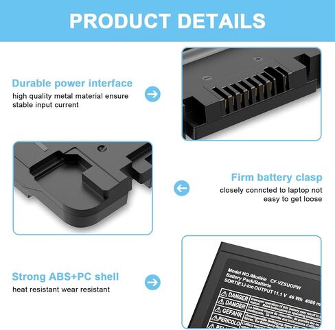 CF-VZSU0PW CF54 Laptop Battery Replacement for Panasonic TOUGHBOOK CF-54 Mk1 Mk2 Mk3 Series 54 Gloved Multi Touch, 54 Lite, 54 Performance, 54 Prime CF-VZSU0PR CF-VZSU0GW CF-VZSU0KR-CF54 in Kuwait