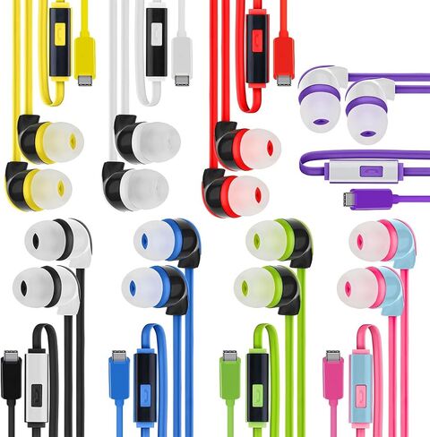 سماعات أذن JustJamz USB C، 100 حزمة - سماعات رأس سلكية داخل الأذن USBC مع ميكروفون، سماعات أذن من النوع C لأجهزة iPhone 15 وiPad ومعظم أجهزة USB-C، سماعات أذن سلكية كبيرة الحجم للفصل الدراسي in Kuwait