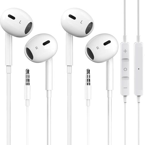 عبوتان من GAXIWILO لسماعات أذن iPhone سلكية مع سلك 3.5 مم [معتمد من MFi] مع ميكروفون، ودعم التحكم في مستوى الصوت لأجهزة iPhone، وiPad، وiPod، والكمبيوتر، وMP3/4، ومعظم أجهزة الصوت التي تعمل بنظام Android 3.5 مم in Kuwait