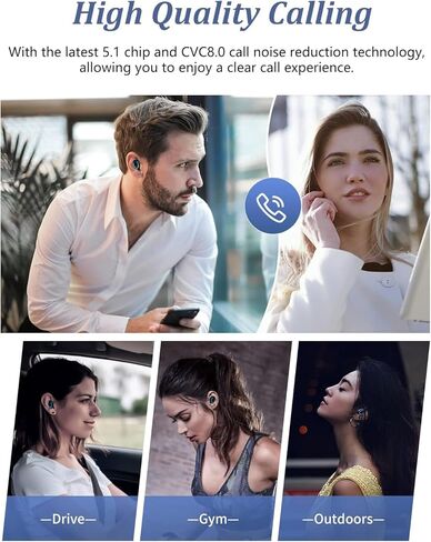 Wireless Earbuds, Bluetooth 5.3 Ear Buds LED Power Display Headphones Bass Stereo, Bluetooth Earbuds in-Ear Noise Cancelling Mic, 40H Playback Mini Case IP7 Waterproof Sports Earphones in Kuwait