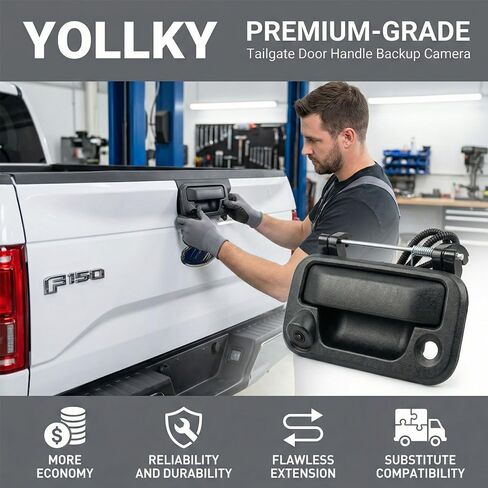 Tailgate Handle Backup Rear View Camera for Ford F150 2005-2014 for Ford F250 / F350 / F450 / F550 2008-2016 | Tailgate Reverse Parking Assist Camera Assembly | Replaces # 8L3Z-9943400-AC in Kuwait