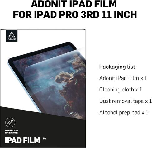 واقي شاشة adonit متوافق مع iPad Pro 11 بوصة (الجيل الثالث)، Apple iPad Pro 3rd للكتابة والرسم والرسم مثل ملمس الورق، مضاد للتوهج/بصمات الأصابع/الخدش in Kuwait