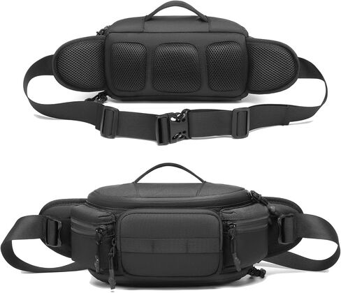Unisex Fanny Pack Waist Bag, Expandable Hip Bag with Adjustable Shoulder Straps, Lightweight Crossbody for Hiking, Running, Cycling, Travel (25111 Black) in Kuwait