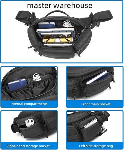 Unisex Fanny Pack Waist Bag, Expandable Hip Bag with Adjustable Shoulder Straps, Lightweight Crossbody for Hiking, Running, Cycling, Travel (25111 Black) in Kuwait