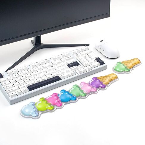 Gel Keyboard and Mouse Wrist Rest Set – Cute Wrist Rest for Computer Keyboard 60%/68%/75%, Comfort & Support for Typing and Gaming（Ice Cream in Kuwait