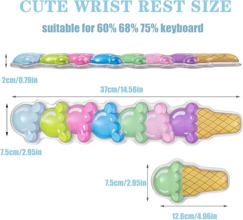 Gel Keyboard and Mouse Wrist Rest Set – Cute Wrist Rest for Computer Keyboard 60%/68%/75%, Comfort & Support for Typing and Gaming（Ice Cream in Kuwait