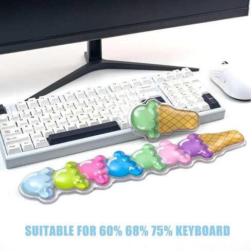 Gel Keyboard and Mouse Wrist Rest Set – Cute Wrist Rest for Computer Keyboard 60%/68%/75%, Comfort & Support for Typing and Gaming（Ice Cream in Kuwait