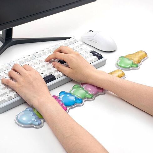 Gel Keyboard and Mouse Wrist Rest Set – Cute Wrist Rest for Computer Keyboard 60%/68%/75%, Comfort & Support for Typing and Gaming（Ice Cream in Kuwait