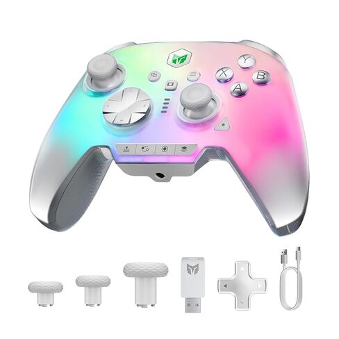 MOJHON Rainbow 3 Wireless PC Gaming Controller Capacitive Joystick 2000Hz Polling Rate 16 Mechanical Keys 14 Custom RGB Lights 6-Axis Gyro Sensor Hall/Micro-switch Trigger 3.5mm Audio Jack Gamepad for PC/Switch2/iOS/Android in Kuwait