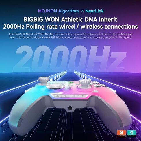 MOJHON Rainbow 3 Wireless PC Gaming Controller Capacitive Joystick 2000Hz Polling Rate 16 Mechanical Keys 14 Custom RGB Lights 6-Axis Gyro Sensor Hall/Micro-switch Trigger 3.5mm Audio Jack Gamepad for PC/Switch2/iOS/Android in Kuwait
