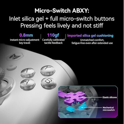 MOJHON Rainbow 3 Wireless PC Gaming Controller Capacitive Joystick 2000Hz Polling Rate 16 Mechanical Keys 14 Custom RGB Lights 6-Axis Gyro Sensor Hall/Micro-switch Trigger 3.5mm Audio Jack Gamepad for PC/Switch2/iOS/Android in Kuwait