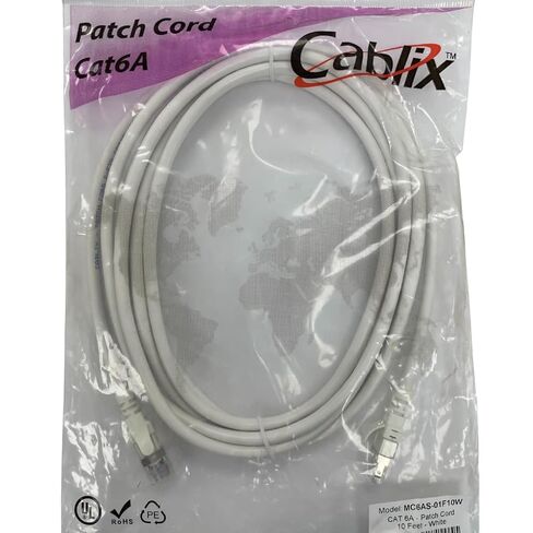 CAT6A Ethernet Patch Cable – 10ft S/FTP Shielded Network Cable with Boot, RJ45 High-Speed LAN Cord, White in Kuwait