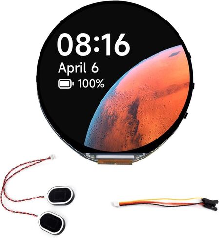 ESP32-S3 1.85inch LCD Display Development Board, 360×360 Pixel 262K Color Round LCD with ESP32-S3, Supports Wi-Fi & Bluetooth 5, Onboard Audio Decoder, Microphone, 6-Axis Sensor etc. in Kuwait