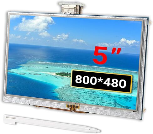 5 Inch HDMI Resistive Touch Screen TFT LCD Display, HD 800x480 LCD Display with HD Adapter, Touch Pen, Compatible with Raspberry Pi 5/4/3/2B/Zero, Banana Pi, Jetson Nano, Windows 11/10/8/7 in Kuwait