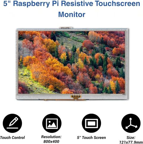 5 Inch HDMI Resistive Touch Screen TFT LCD Display, HD 800x480 LCD Display with HD Adapter, Touch Pen, Compatible with Raspberry Pi 5/4/3/2B/Zero, Banana Pi, Jetson Nano, Windows 11/10/8/7 in Kuwait