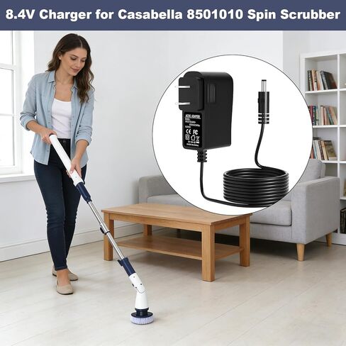 شاحن 8.4 فولت لجهاز Casabella Spin Scrubber متوافق مع جهاز Casabella 8501010 Spin Scrubber 7.4 فولت 2000 مللي أمبير شاحن بطارية سلك إمداد محول الطاقة in Kuwait