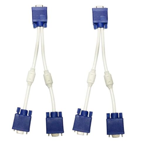 Holibanna 2pcs Vga Video Cable Male Computer Monitor Adapter Dual Splitter Extension Cable Abs in Kuwait