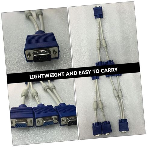 Holibanna 2pcs Vga Video Cable Male Computer Monitor Adapter Dual Splitter Extension Cable Abs in Kuwait