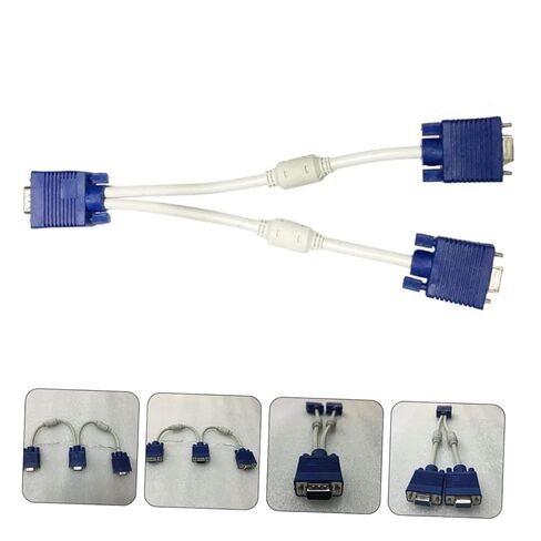 Holibanna 2pcs Vga Video Cable Male Computer Monitor Adapter Dual Splitter Extension Cable Abs in Kuwait