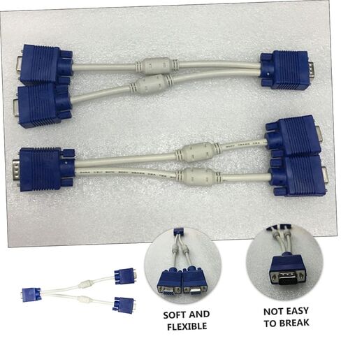 Holibanna 2pcs Vga Video Cable Male Computer Monitor Adapter Dual Splitter Extension Cable Abs in Kuwait