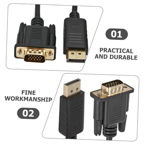 Vaguelly Displayport to Vga Cable High Performance to Vga Adapter for Desktop Monitors Projectors and Supports Resolution Secure Connection with Latch Design in Kuwait