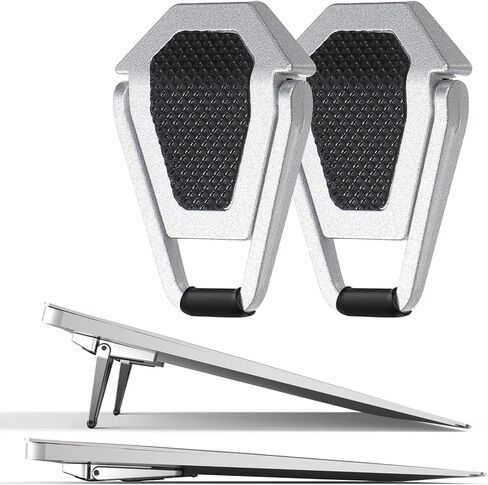 2pcs Adjustable Laptop Cooling Rack Metal Notebook Stand Portable Foldable Computer Support Holder for Office and Home Use, Silver Black in Kuwait