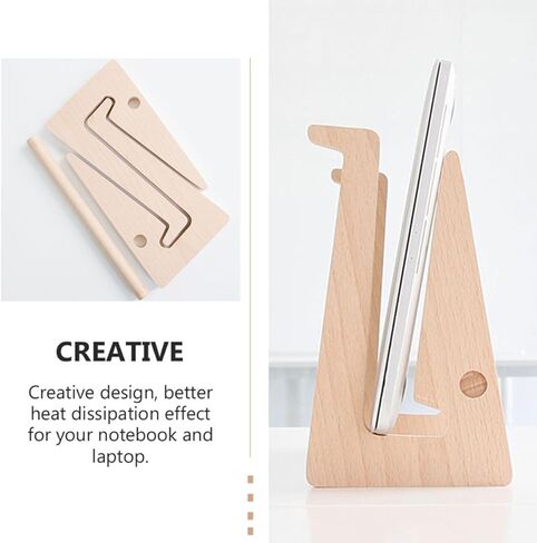 Veemoon Wood Laptop Stand Desktop Holder with Heat Dissipation, Portable Notebook Support Rack for Home Office Organization, Single Piece Wooden Computer Stand in Kuwait