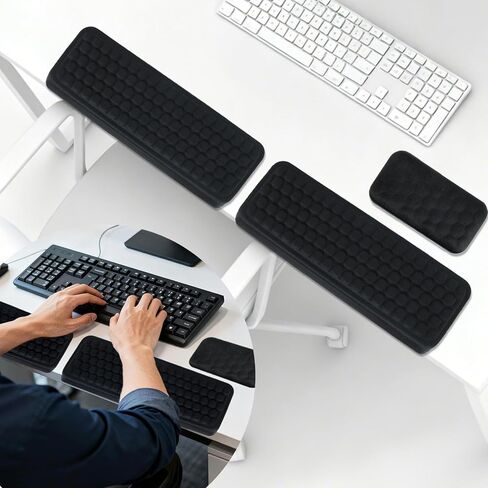 Primst 2 Pcs L-Shaped Keyboard Wrist Rest + Mouse Pad Set | Memory Foam Elbow Support with Non-Slip Base - Ergonomic Desk Cushion for Office Typing, Laptop Work & Palm Comfort in Kuwait