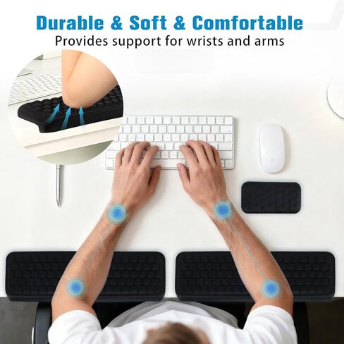 Primst 2 Pcs L-Shaped Keyboard Wrist Rest + Mouse Pad Set | Memory Foam Elbow Support with Non-Slip Base - Ergonomic Desk Cushion for Office Typing, Laptop Work & Palm Comfort in Kuwait