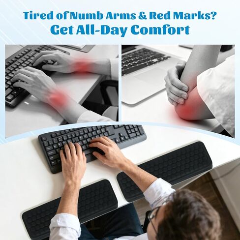 Primst 2 Pcs L-Shaped Keyboard Wrist Rest + Mouse Pad Set | Memory Foam Elbow Support with Non-Slip Base - Ergonomic Desk Cushion for Office Typing, Laptop Work & Palm Comfort in Kuwait