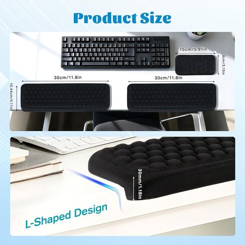 Primst 2 Pcs L-Shaped Keyboard Wrist Rest + Mouse Pad Set | Memory Foam Elbow Support with Non-Slip Base - Ergonomic Desk Cushion for Office Typing, Laptop Work & Palm Comfort in Kuwait