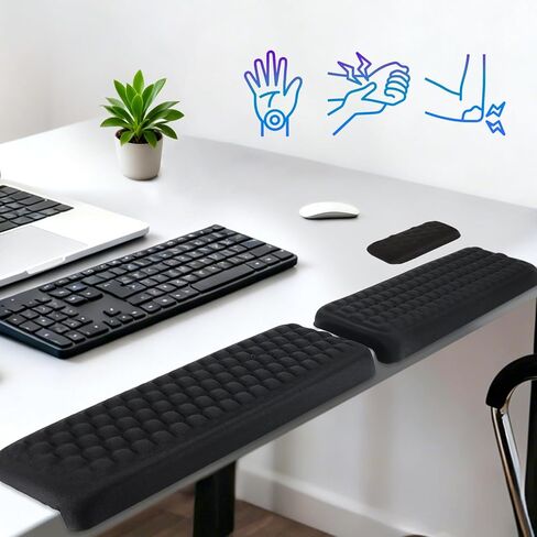 Primst 2 Pcs L-Shaped Keyboard Wrist Rest + Mouse Pad Set | Memory Foam Elbow Support with Non-Slip Base - Ergonomic Desk Cushion for Office Typing, Laptop Work & Palm Comfort in Kuwait