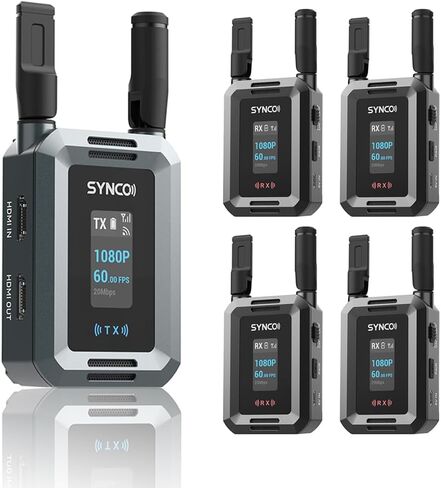 نظام نقل الفيديو اللاسلكي SYNCO XVision HD - 1080P/60 إطارًا في الثانية، نطاق 300 متر، زمن استجابة منخفض 40 مللي ثانية، مراقبة في الوقت الحقيقي، تصميم محمول مثالي للأفلام والتلفزيون والبث المباشر (1 إرسال 1 استقبال) in Kuwait