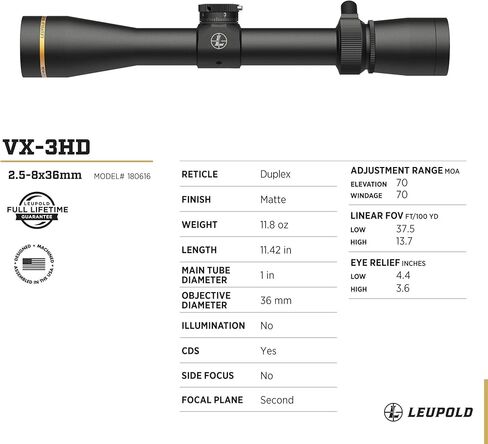 Leupold VX-3HD 2.5-8x36 (1 inch) CDS-ZL Duplex Reticle Riflescope in Kuwait